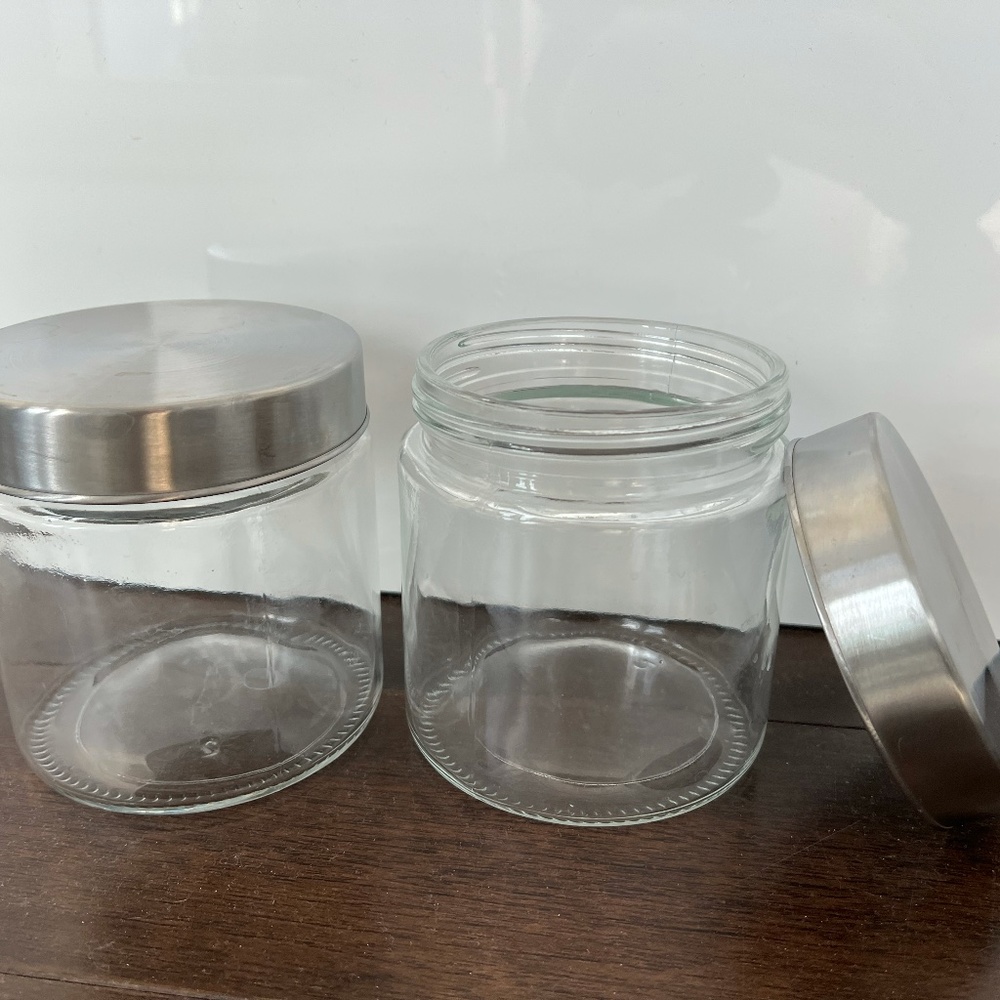 Glass jars with stainless steel lids